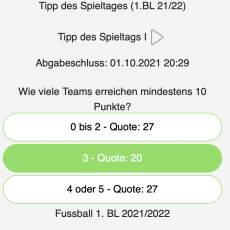 Der siebte Tipp des Spieltags: Wie viele Teams erreichen erstmals mindestens 10 Punkte?