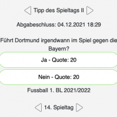 Der 14. Tipp des Spieltags: Führt Dortmund irgendwann im Spiel gegen die Bayern? Der 14. Tipp des Spieltags: Führt Dortmund irgendwann im Spiel gegen die Bayern?