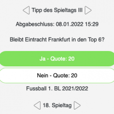 Der 18. Tipp des Spieltags: Bleibt Eintracht Frankfurt in den Top 6? Der 18. Tipp des Spieltags: Bleibt Eintracht Frankfurt in den Top 6?