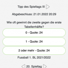 Der 20. Tipp des Spieltags: Wie oft gewinnt die zweite gegen die erste Tabellenhälfte?