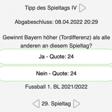 Der 29. Tipp des Spieltags: Gewinnt Bayern höher (Tordifferenz) als alle anderen an diesem Spieltag?