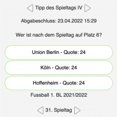 Der 31. Tipp des Spieltags: Wer ist nach dem Spieltag auf Platz 6?