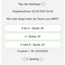 Der fünfte Tipp des Spieltags bei Tipp.One: Wie viele Siege holen die Teams aus NRW?