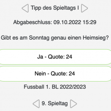 Der neunte Tipp des Spieltags bei Tipp.One: Gibt es am Sonntag genau einen Heimsieg?
