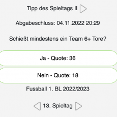 Der 13. Tipp des Spieltags bei Tipp.One: Schießt mindestens ein Team sechs oder mehr Tore?