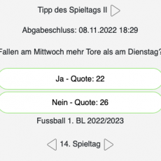 Der 14. Tipp des Spieltags bei Tipp.One: Fallen am Mittwoch mehr Tore als am Dienstag?