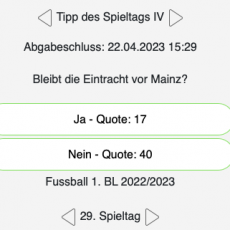 Der 29. Tipp des Spieltags bei Tipp.One: Bleibt Eintracht Frankfurt vor Mainz 05?