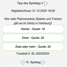 Der Tipp zum 15. Spieltag in Liga 2: Wie viele Platzverweise (Spieler und Trainer) gibt es im Derby in Hamburg?