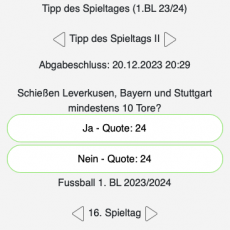 Der 16. Tipp des Tages in der 1. Bundesliga: Schießen Leverkusen, Bayern und Stuttgart mindestens 10 Tore?