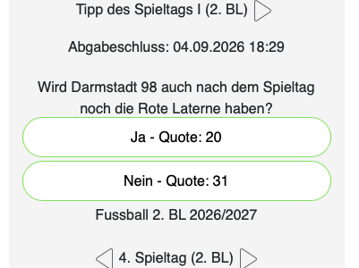 Der 4. Tipp des Tages in Liga 2: Wird Darmstadt 98 auch nach dem Spieltag noch die Rote Laterne haben?