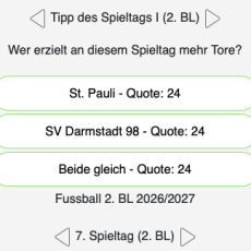 Der 7. Tipp des Tages in Liga 2: Wer erzielt an diesem Spieltag mehr Tore – St. Pauli oder Darmstadt? Der 7. Tipp des Tages in Liga 2: Wer erzielt an diesem Spieltag mehr Tore – St. Pauli oder Darmstadt?