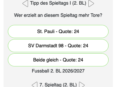 Der 7. Tipp des Tages in Liga 2: Wer erzielt an diesem Spieltag mehr Tore – St. Pauli oder Darmstadt?
