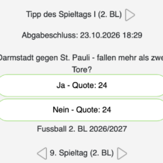 Der 9. Tipp des Tages in Liga 2: Darmstadt gegen St. Pauli – fallen mehr als zwei Tore?