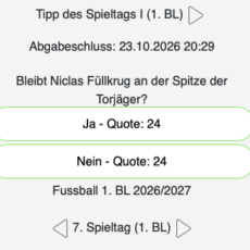 Der 7. Tipp des Tages in der Bundesliga: Bleibt Niclas Füllkrug an der Spitze der Torjägerliste?